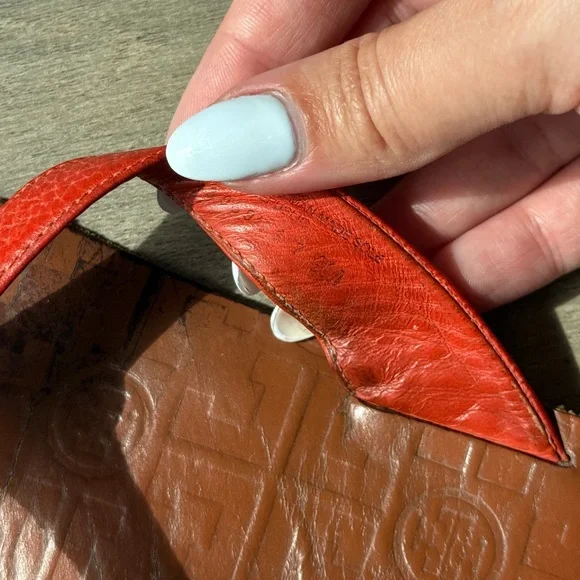 Tory Burch Red Leather Flip Flops Size 9 - Picture 9 of 10